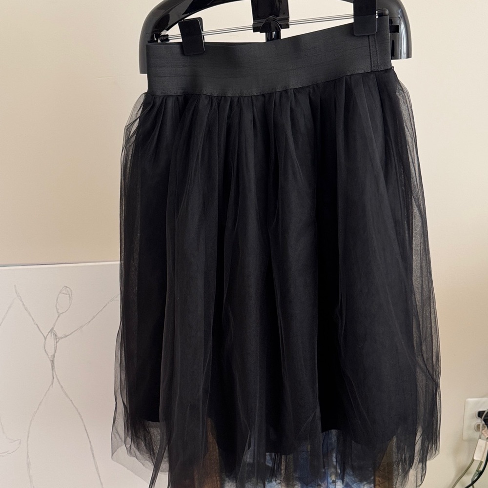 Black Tulle A-Line Skirt - Women's